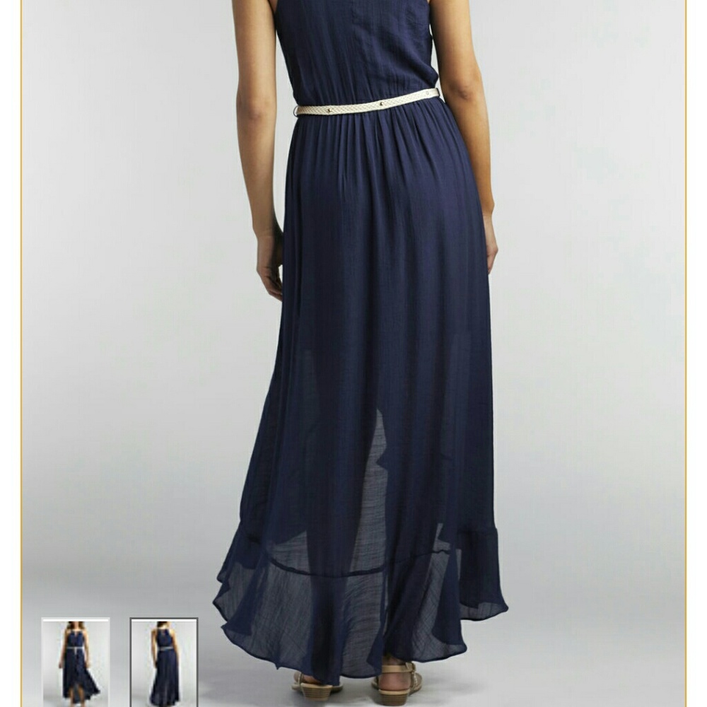 **SOLD**NWT! A. BYER Belted Navy Maxi Dress - Picture 4 of 5